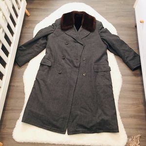 Vintage fur lined wool jacket coat men’s large